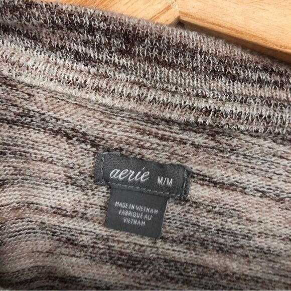 Aerie Sweatshirt Womens‎ Small Marled Knit Brown Purple Tie Cinch Waist - Picture 3 of 6